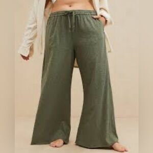 Aerie Summer House High Waisted Wide Leg Pant green Heather small new w/…